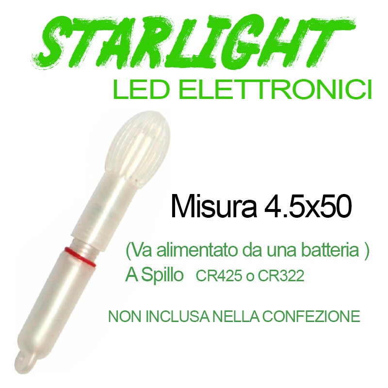 3 Starlight Piccoli LED Verde Elettronici + Batterie Pesca